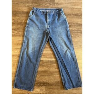 Vtg Oshkosh Jeans Mens 36x32 Sanforized Union USA Made Talon Denim Carpenter F19